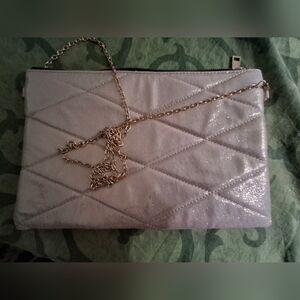 Elegant Silver Quilted Clutch